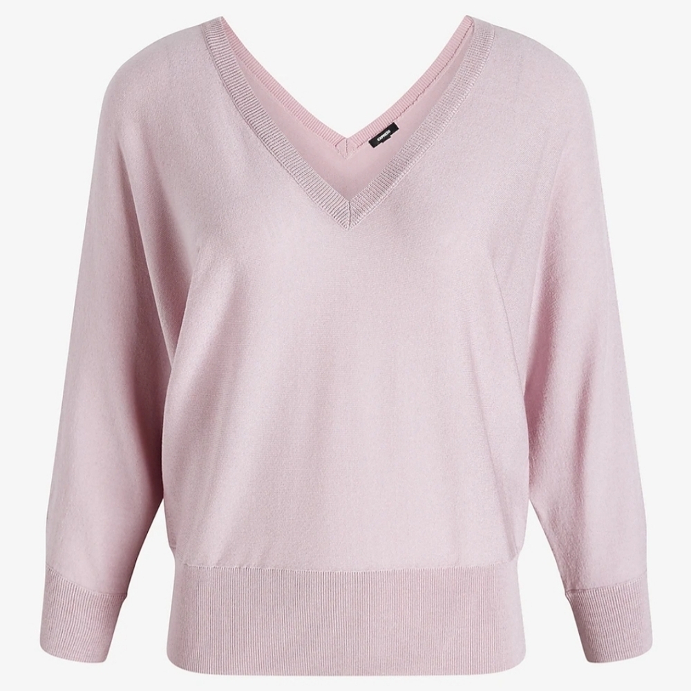 Express Light Pink V-Neck Sweater Size XL